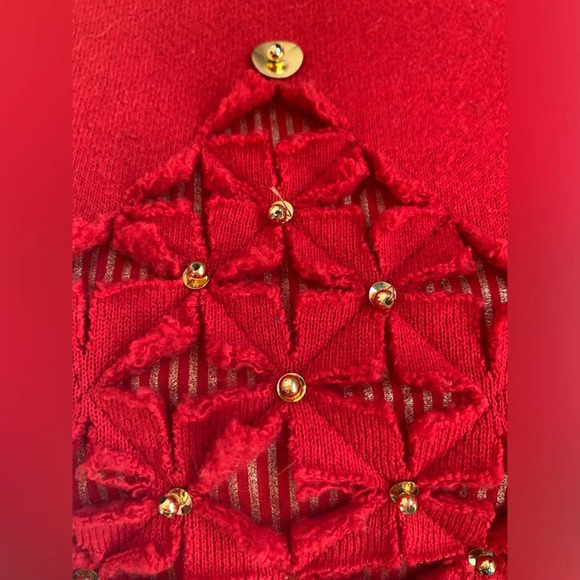 Grandmacore red sweatshirt handmade vintage Christmas cutout sweatshirt - Picture 3 of 7